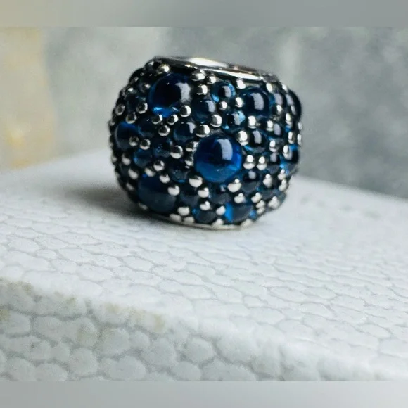 Authentic Retired Pandora Shimmering Droplets with London Blue Crystal S925 Ale - Picture 2 of 12
